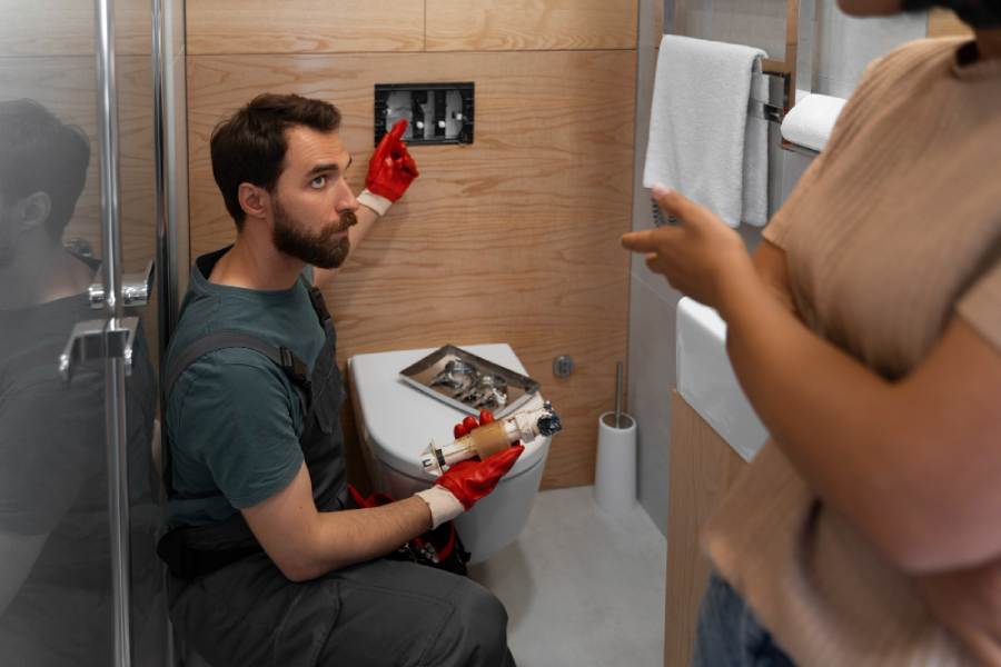 Rénovation de salle de bain avec remplacement des équipements sanitaires et mise en conformité